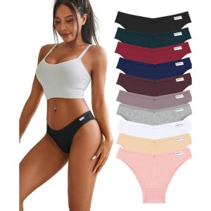 imageFINETOO Womens Cotton Underwear Sexy Stretch Bikini Panties Low Rise Hipster Ladies Soft VWaist CheekyMulticolor H