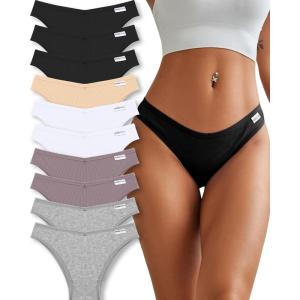 imageFINETOO Womens Cotton Underwear Sexy Stretch Bikini Panties Low Rise Hipster Ladies Soft VWaist CheekyMulticolor J