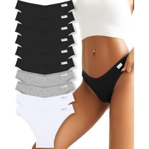 imageFINETOO Womens Cotton Underwear Sexy Stretch Bikini Panties Low Rise Hipster Ladies Soft VWaist CheekyMulticolor L