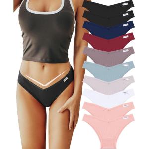 imageFINETOO Womens Cotton Underwear Sexy Stretch Bikini Panties Low Rise Hipster Ladies Soft VWaist CheekyMulticolor a