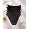 imageFINETOO 6 Pack String Underwear for Women Cotton High Cut Stretch Breathable Low Rise Hipster Cheeky Bikini Panties SXL6 Pack Black