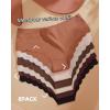 imageFINETOO 6 pack Seamless Underwear for Women Sexy Low Rise Hipster Wave Edge No Show Bikini Panties Womens Cheeky SXLBrown