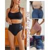 imageFINETOO High Waisted Thongs for Women Tummy Control Underwear Soft Nylon Stretchy No Show High Rise Thong Panties 4 PackHigh Rise 4a