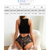 imageFINETOO Sexy Underwear for Women VWaist Shorts Women s Underwear Lightweight Soft Lace High Waist Panties 5 PackC 5 Pack Black5
