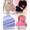 imageFINETOO Womens 4 Piece Workout Outfits Ribbed Seamless Long Sleeve Crop Sports Tops Tank High Waist Yoga Leggings SetsA Light Khaki