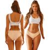 imageFINETOO Womens Cotton Underwear Sexy Lace Bikini Panties Low Rise Soft Stretch ladies Cotton Cheeky Hipster 4 Pack4d