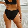 imageFINETOO Womens Underwear Cotton Bikini Rib Cheeky Panties Sexy Vshaped Waistband HipsterBlack