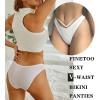 imageFINETOO Womens Underwear Cotton Bikini Rib Cheeky Panties Sexy Vshaped Waistband HipsterColor E