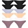 imageFINETOO 12 Pack Cotton Underwear for Women Cute Low Rise Bikini Panties High Cut Breathable Sexy Hipster Womens Cheeky SXLSetfour