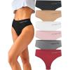 imageFINETOO 6 Pack High Waisted Thongs for Women Nylon Spandex Panties Breathable Soft Stretchy Underwear High Rise SXL6 Pack B