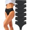 imageFINETOO 6 Pack High Waisted Thongs for Women Nylon Spandex Panties Breathable Soft Stretchy Underwear High Rise SXL6 Pack C