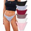 imageFINETOO 6 Pack String Underwear for Women Cotton High Cut Stretch Breathable Low Rise Hipster Cheeky Bikini Panties SXL6 Pack Ablackwhitegraywine Redpinkdark Purple
