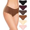 imageFINETOO 6 pack Seamless Underwear for Women Sexy Low Rise Hipster Wave Edge No Show Bikini Panties Womens Cheeky SXLBrown
