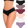 imageFINETOO 6 pack Seamless Underwear for Women Sexy Low Rise Hipster Wave Edge No Show Bikini Panties Womens Cheeky SXLSet16pack