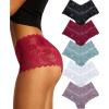 imageFINETOO Sexy Underwear for Women VWaist Shorts Women s Underwear Lightweight Soft Lace High Waist Panties 5 PackA 5 Pack