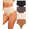 imageFINETOO Women Underwear High Waisted Thongs Tummy Control Seamless Thongs Shapewear No Show Panties 4 Pack S3XLE4pack