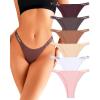 imageFINETOO Womens Underwear Cotton High Cut String Bikini Panties Low Rise Hipster Ladies Sexy Cheeky Underwear PackD6pack