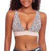imageSeamless Triangle Bralettes for Women Deep VNeck Top Wireless Unlined Comfort Bras for Womem Sporty Soft Stretch Bralettes Leopard