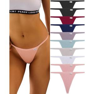 imageFINETOO 10 Pack GString Thongs for Women Cotton Panties Stretch Tback Tangas Low Rise Hipster Underwear Sexy SXL10 Pack Thongs