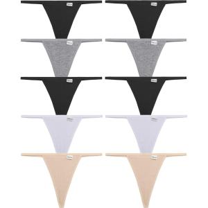 imageFINETOO 10 Pack GString Thongs for Women Cotton Panties Stretch Tback Tangas Low Rise Hipster Underwear Sexy SXLLight Color10pack