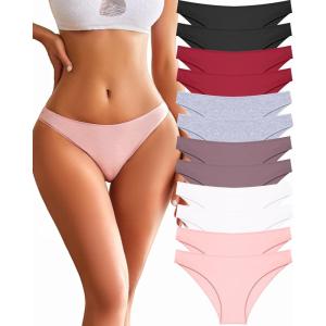 imageFINETOO 12 Pack Cotton Underwear for Women Cute Low Rise Bikini Panties High Cut Breathable Sexy Hipster Womens Cheeky SXLSet112pack