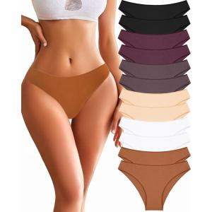 imageFINETOO 12 Pack Cotton Underwear for Women Cute Low Rise Bikini Panties High Cut Breathable Sexy Hipster Womens Cheeky SXLSetfive