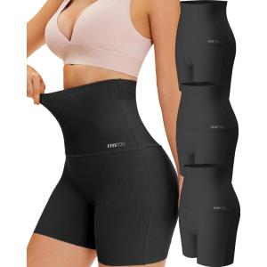 imageFINETOO High Waisted Tummy Control Underwear for Women Seamless Shapewear Panties Boy Shorts Ladies No Show Boxer BriefsBlack