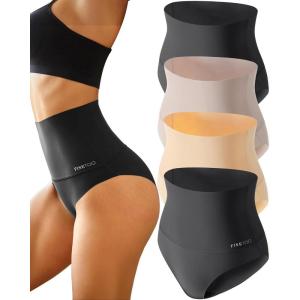 imageFINETOO Tummy Control Underwear for Women High Waisted Nylon Brief No Show Womens Bikini Seamless Panties 4pack SXXXLSet14pack