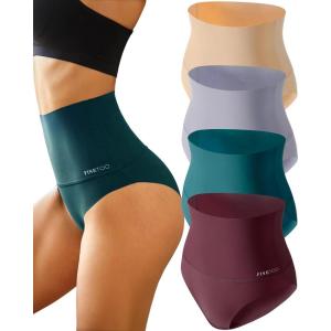 imageFINETOO Tummy Control Underwear for Women High Waisted Nylon Brief No Show Womens Bikini Seamless Panties 4pack SXXXLSet24pack