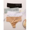 imageFINETOO 4 Pack High Waist Thongs for Women Breathable Underwear Soft Stretchy Nylon Spandex No Side Seam Panties