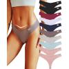 imageFINETOO 10 Pack Thongs for Women Cotton Underwear V String Breathable Stretch Hipster Sexy Thong Panties SXLThongs 10pack