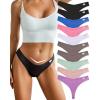 imageFINETOO 10 Pack Thongs for Women Cotton Underwear V String Breathable Stretch Hipster Sexy Thong Panties SXLThongs 10pack B