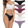 imageFINETOO 6 Pack Seamless Thongs for Women No Show Wavy Edge Side Womens Thong panties Ladies Underwear Sexy SXLSetacolour