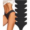 imageFINETOO 6 Pack Womens Underwear Cotton Cute Ribbed Low Rise Hipster Sexy Soft Bikini Panties for Women Cheeky SXXXLSetb6pack