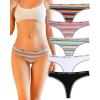 imageFINETOO Cotton Thongs for Women Sexy Soft Breathable Thong Underwear Low Rise Colorful Stripes Hipster Panties 5 Pack5pack B