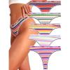 imageFINETOO Cotton Thongs for Women Sexy Soft Breathable Thong Underwear Low Rise Colorful Stripes Hipster Panties 5 Pack5pack a