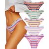 imageFINETOO Cotton Underwear for Women Cheeky High Cut Breathable Stretch Sexy Ladies Hipster Bikini Panties Pack SXLColorful Stripes 5a