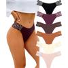 imageFINETOO Seamless Thongs for Women 6 Pack Sexy VWasit Womens Underwear No Show Tback Underwear for Women PantiesF 6 Packblack1 Purple1 Bark1 Bronze1 Ivory1 Nude1 