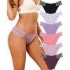 imageFINETOO Seamless Underwear for Women Cheeky Bikini Panties High Cut Vwaist Lace Underwear Women Cute Bikinis 6 Pack6packa