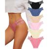 imageFINETOO Seamless Underwear for Women Cheeky Bikini Panties High Cut Vwaist Lace Underwear Women Cute Bikinis 6 Pack6packbb1