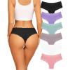 imageFINETOO Womens Cotton Underwear Sexy Lace Hipster Panties Soft Breathable Cotton Brazilian Bikini Ladies 6 PackBlackWhitePinkKahakiPurpleGreen