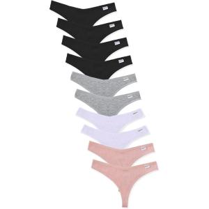 imageFINETOO 10 Pack Thongs for Women Cotton Underwear V String Breathable Stretch Hipster Sexy Thong Panties SXLThongs 10pack C