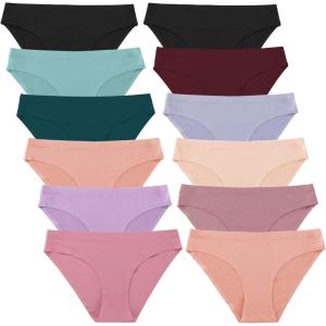 imageFINETOO 12Pack Womens Seamless Underwear No Show Cheeky Panties Invisibles Briefs Soft Stretch Bikini Hipster XSXL12pack Solid