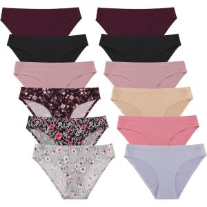 imageFINETOO 12Pack Womens Seamless Underwear No Show Cheeky Panties Invisibles Briefs Soft Stretch Bikini Hipster XSXLA 12pcs Multicoloured