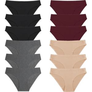 imageFINETOO 12Pack Womens Seamless Underwear No Show Cheeky Panties Invisibles Briefs Soft Stretch Bikini Hipster XSXLColor H