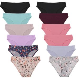 imageFINETOO 12Pack Womens Seamless Underwear No Show Cheeky Panties Invisibles Briefs Soft Stretch Bikini Hipster XSXLFloral B 12pack