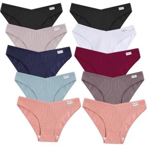 imageFINETOO Womens Cotton Underwear Soft Stretch Bikini Panties High Cut Panties Sexy Low Rise Hipster Cheeky XSXL