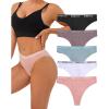 imageFINETOO Cotton Thongs for Women Breathable Stretch Hipster Panties Sexy High Waisted Thong Underwear SXLThongs 5a