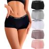 imageFINETOO Boyshort Underwear for Women Cotton Boxer Briefs Full Coverage Ladies BoyShorts Panties 5 PackA5pack