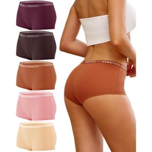 imageFINETOO Boyshort Underwear for Women Cotton Boxer Briefs Full Coverage Ladies BoyShorts Panties 5 PackB5pack